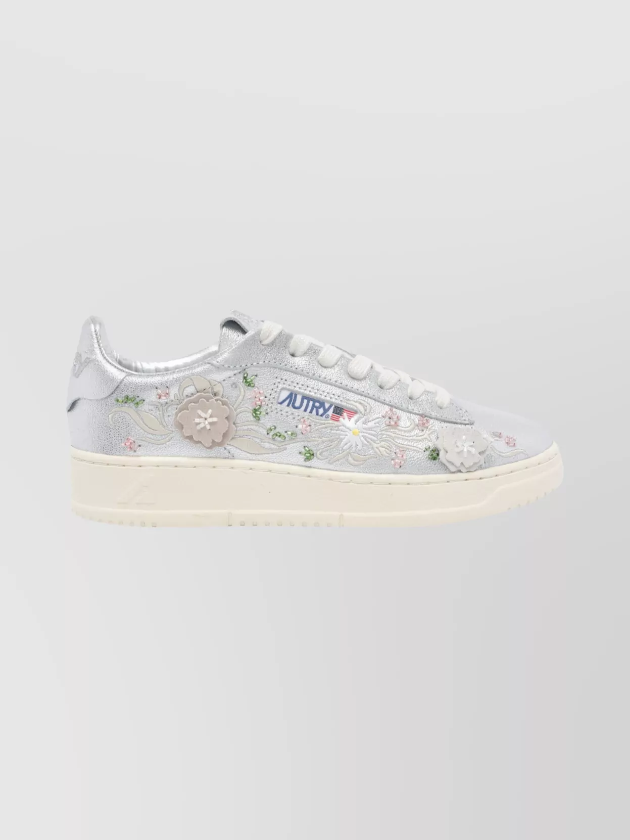 Autry Dallas Round Toe Sneakers With Floral Applications
