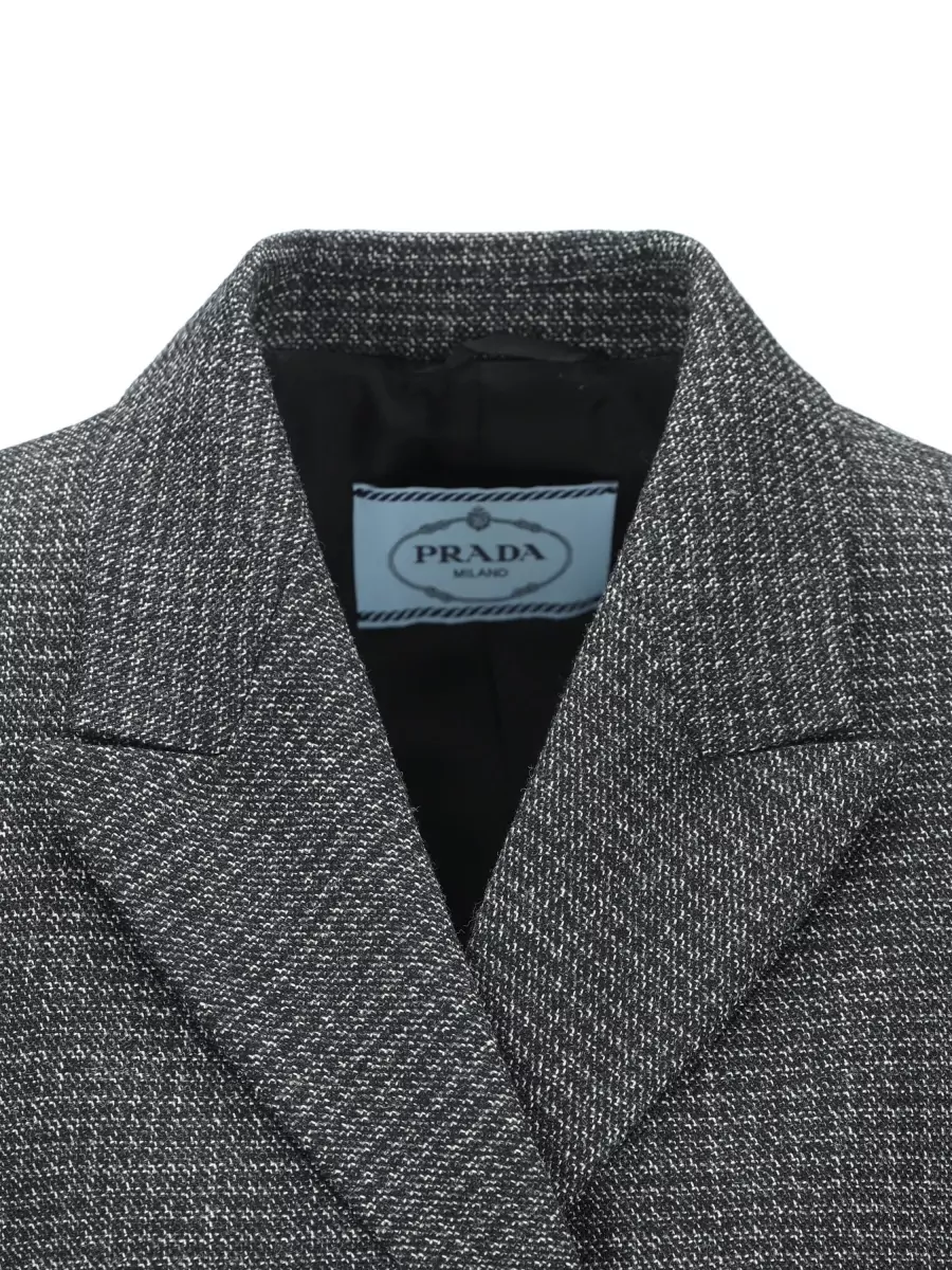 Prada Virgin Wool Checked Double-Breasted Coat