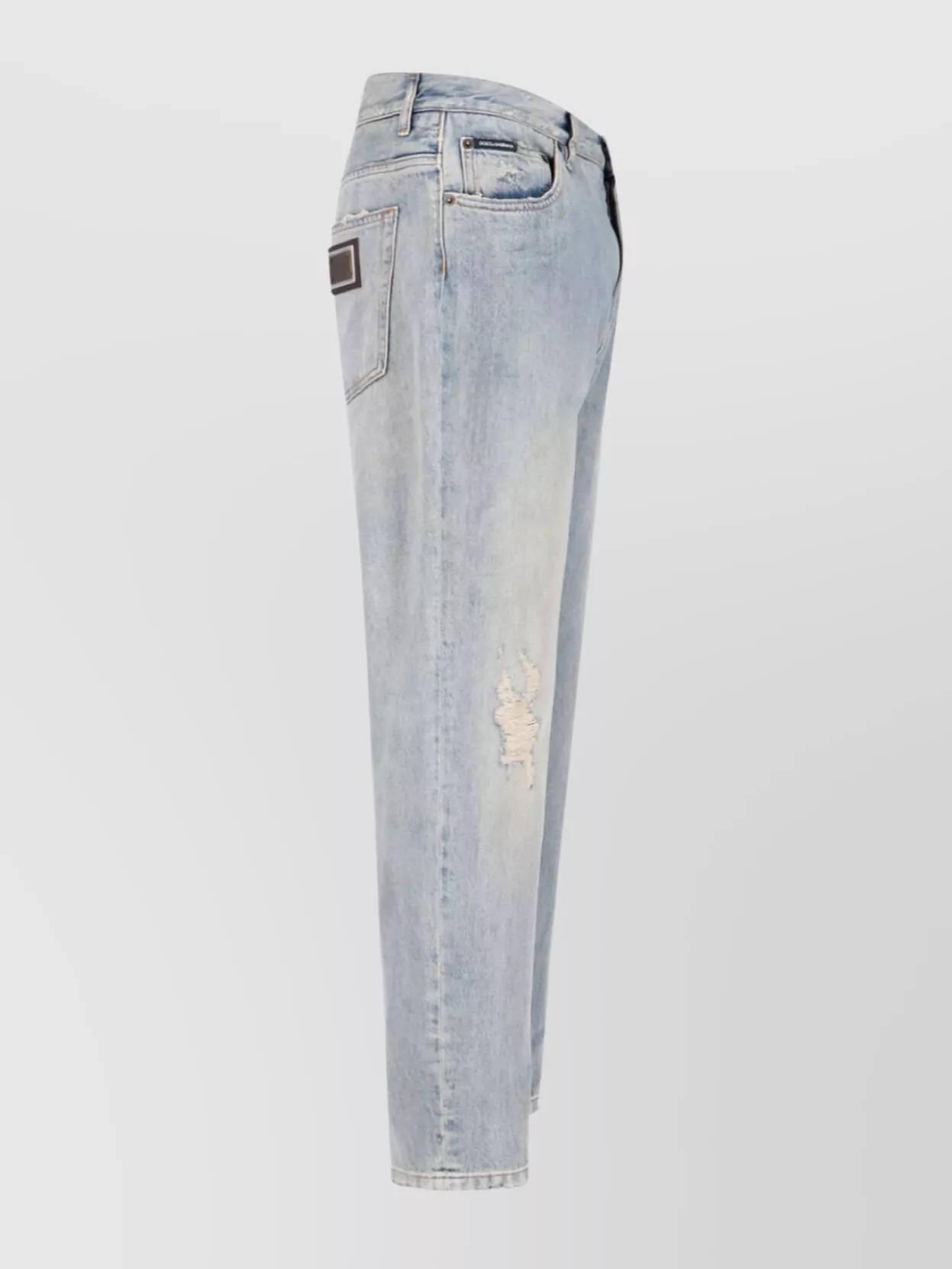 Dolce&Gabbana Straight Leg Trousers With Distressed Patch Pocket