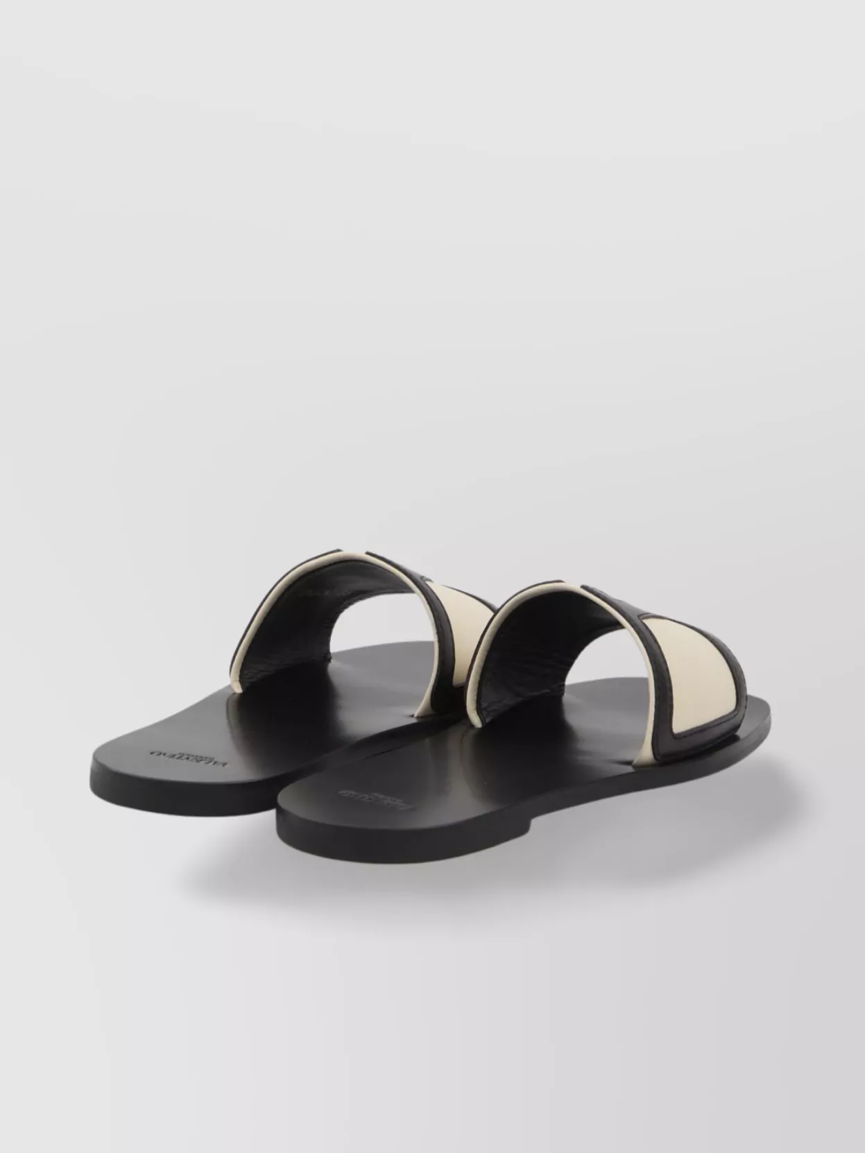 Valentino Nappa Leather Slide Sandals With Rubber Sole In Black
