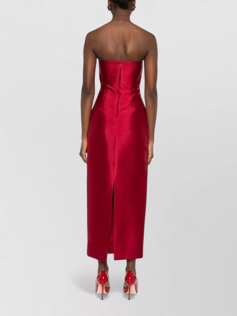 Solace London Strapless Draped Pleated Maxi Dress