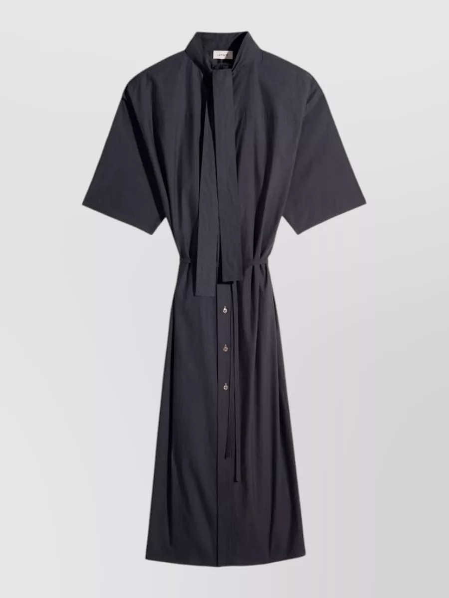 Lemaire Silk-blend lavallière-collar short-sleeve reversible midi dress