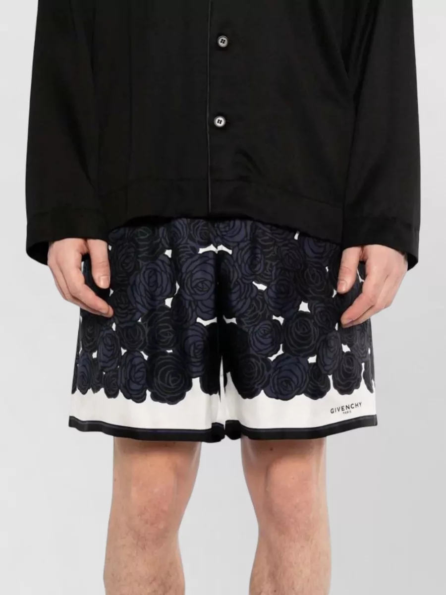 Givenchy Silk Floral-Print Elastic-Waist Swim Shorts