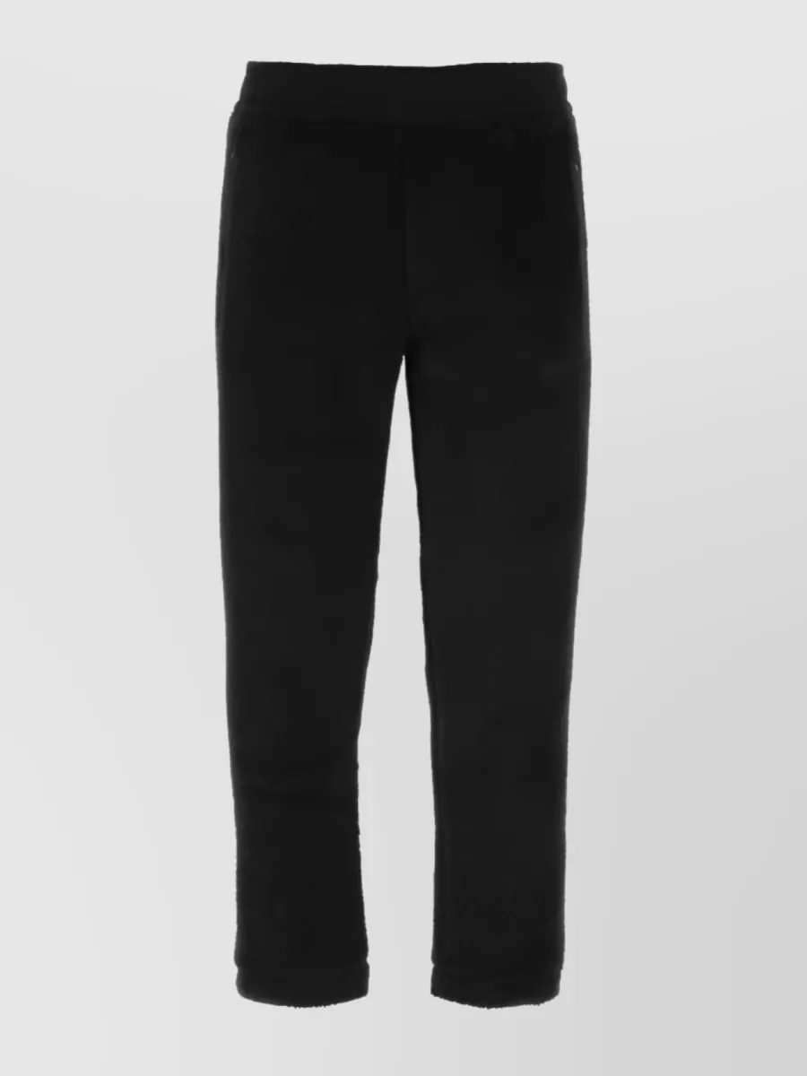 Shop Burberry Logo-embroidered Fleece Track Pants In Black