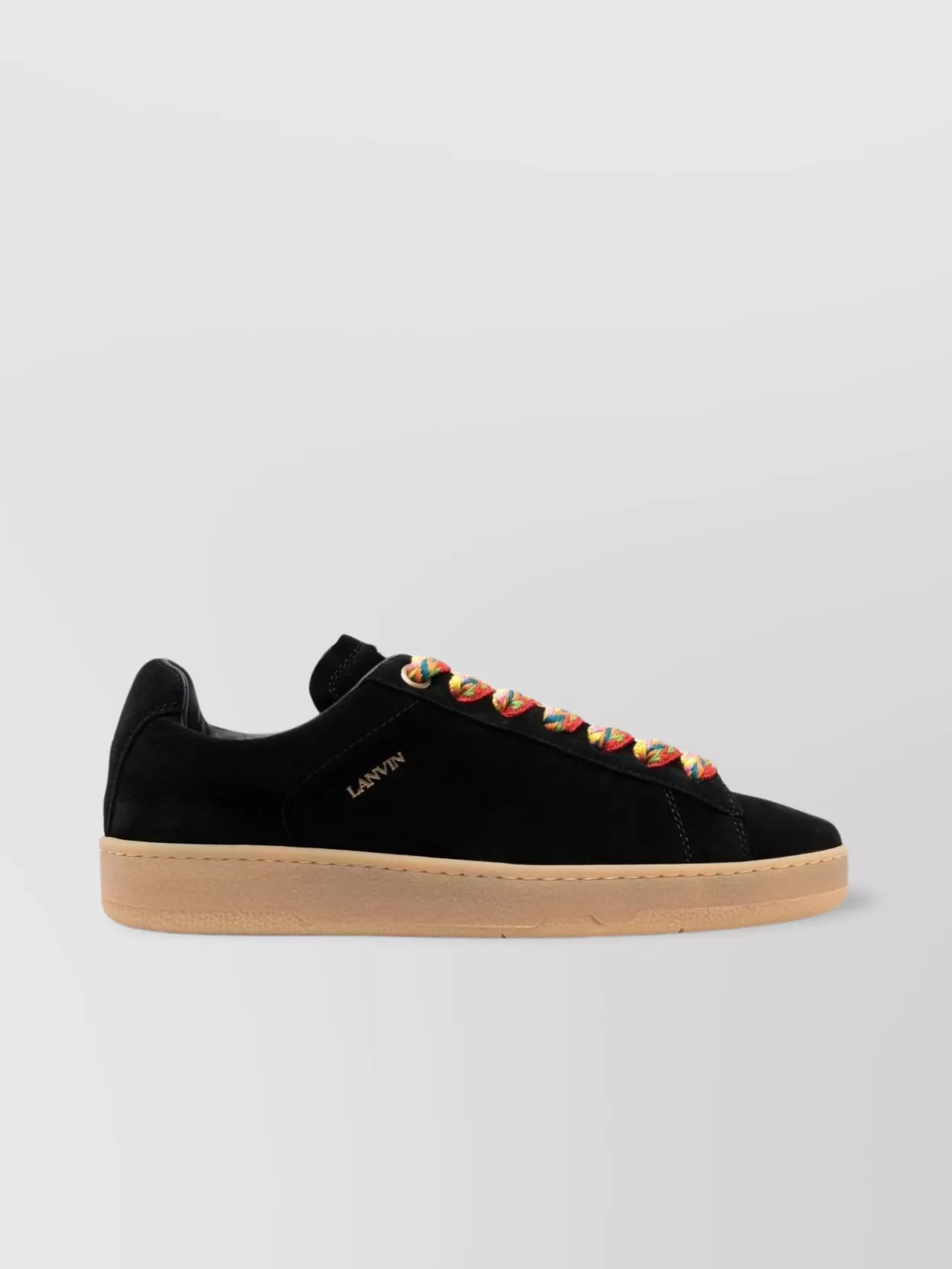 Shop Lanvin Leather Low-top Sneakers With Flat Rubber Sole In Black