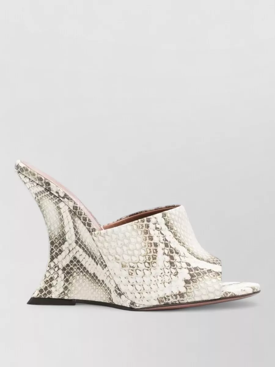 Paris Texas leather snakeskin-print mules