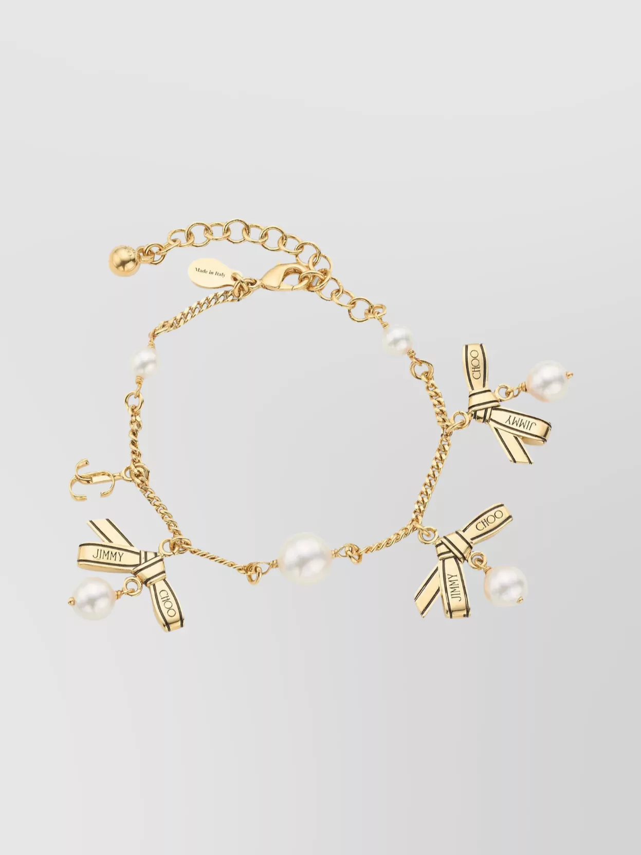 Jimmy Choo Chain Charm Bracelet Pearl Accents