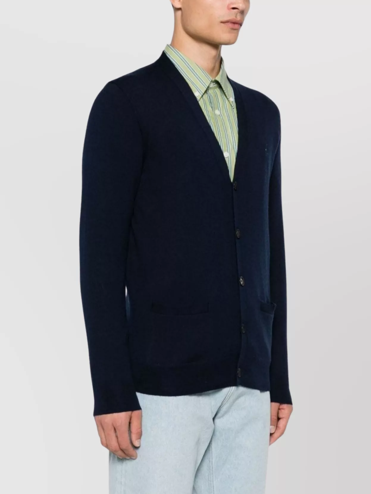 Ralph Lauren Ribbed V-Neck Sweater Patch Pockets