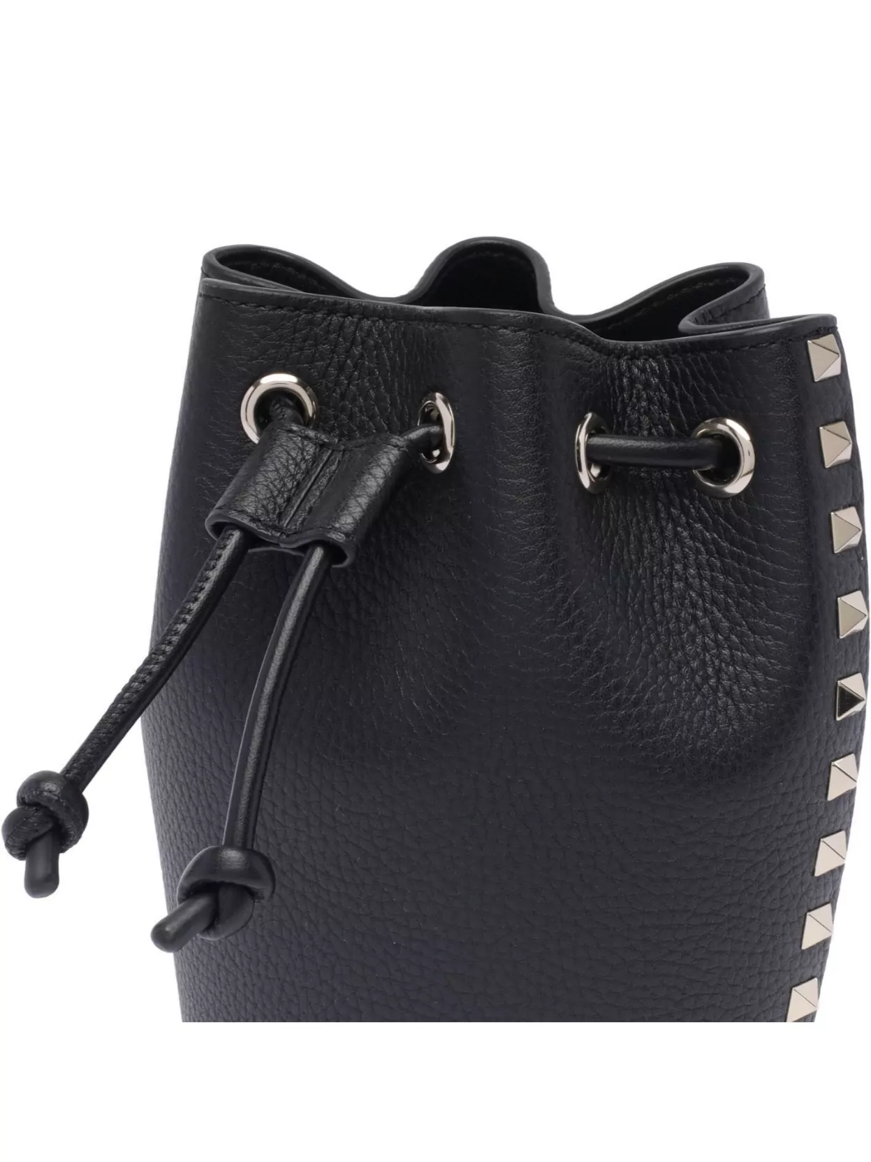 Valentino Leather Bucket Bag With Studded Chain Strap