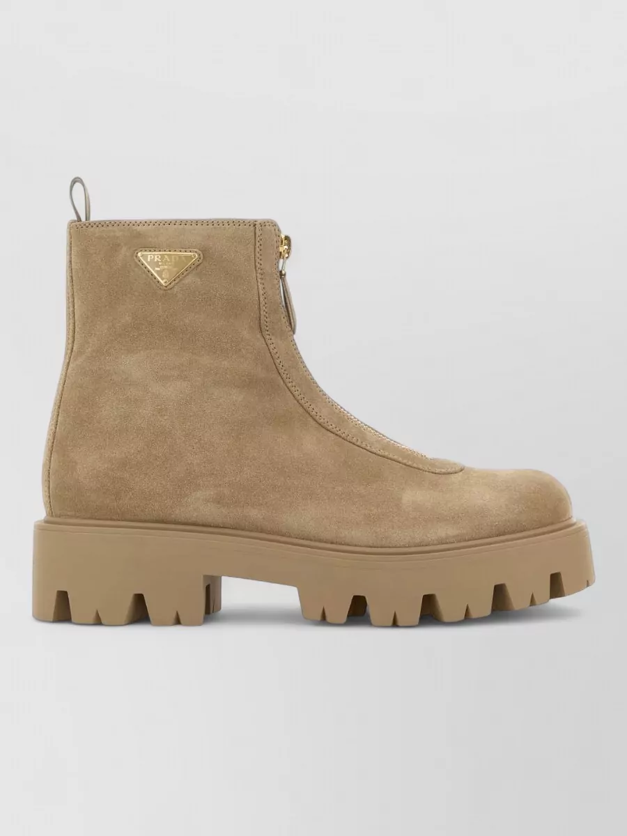 Prada Chunky Sole Ankle Boots With Pull Tab