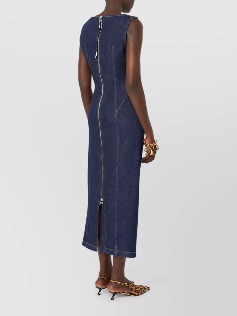 Sportmax Denim Sleeveless Square Neck Dress