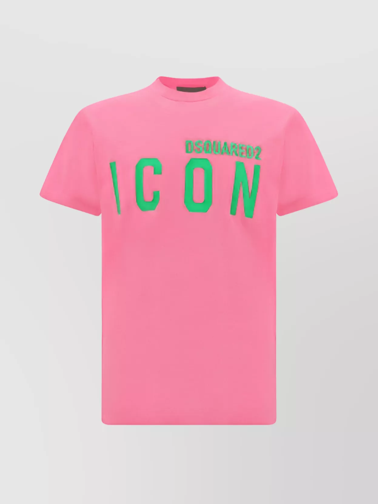 Dsquared2 Neon Pattern Cotton Crew Neck T-shirt In Pink