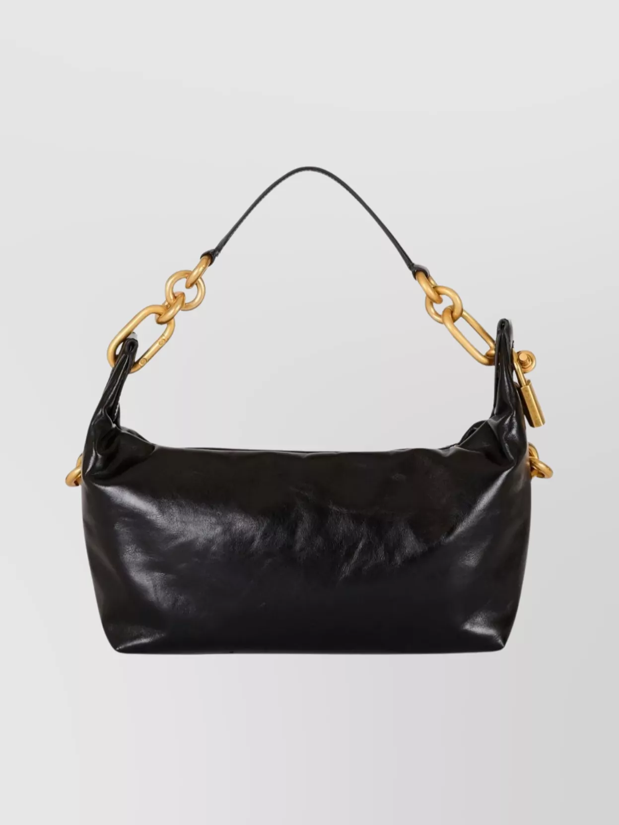 Balmain Medium Leather Shoulder Bag With Chain Strap