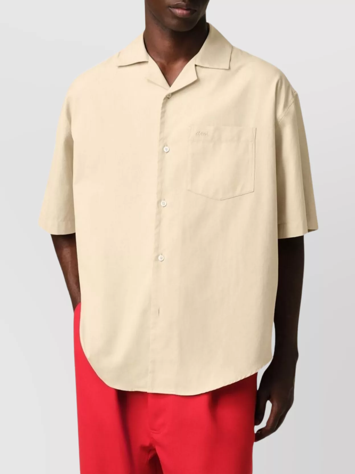Ami Paris Relaxed Fit Camp Collar Shirt