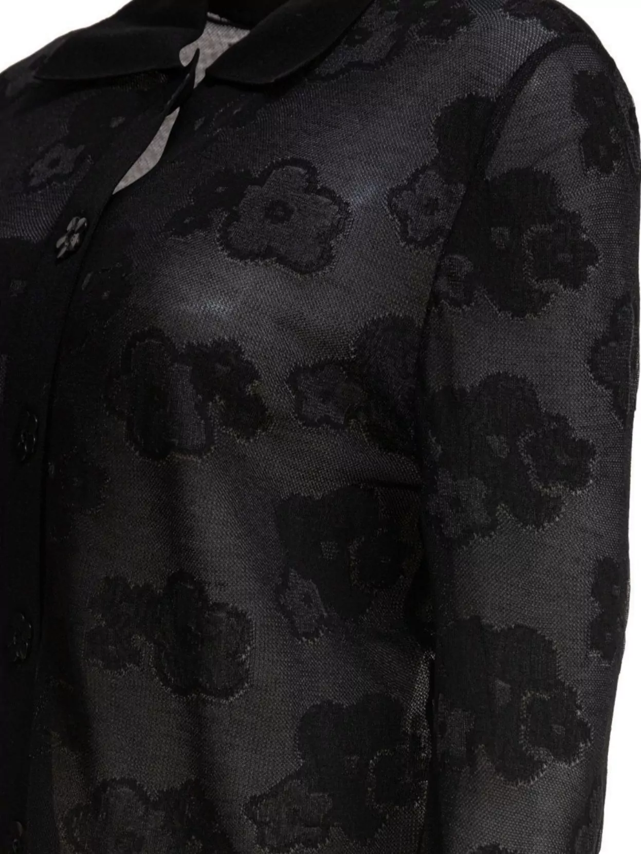 Cecilie Bahnsen Sheer Floral Collared Neck Long Sleeves