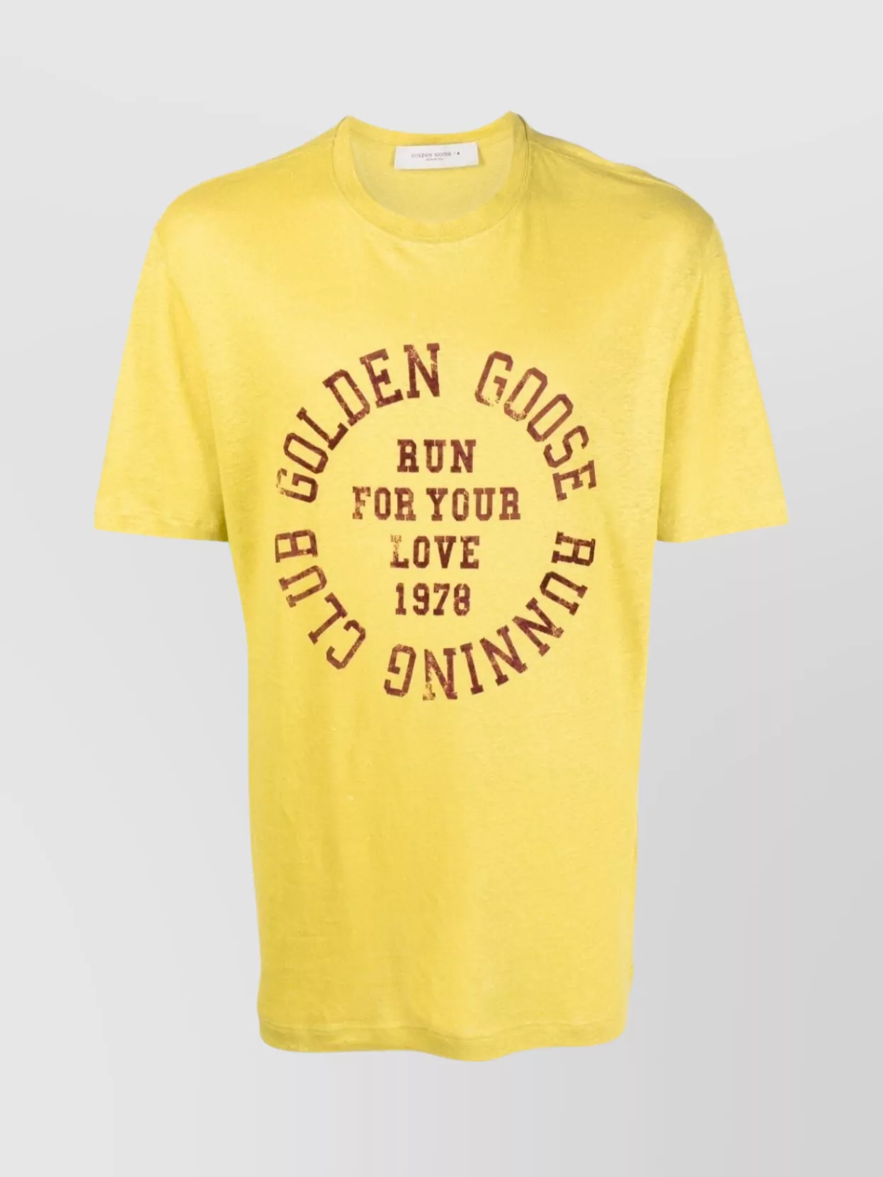 Shop Golden Goose Linen Logo Print T-shirt In Yellow