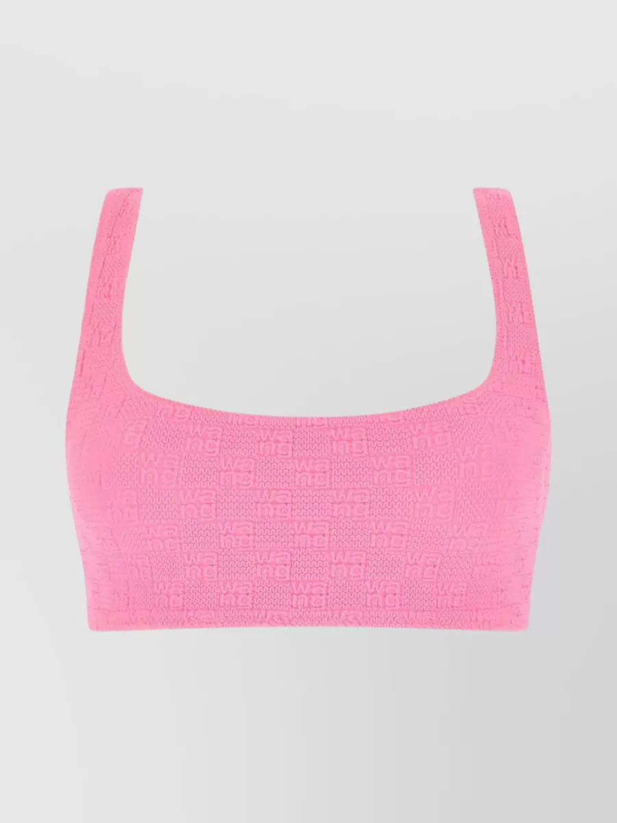 Shop Alexander Wang Scoop Neckline Nylon Bikini Top In Pink
