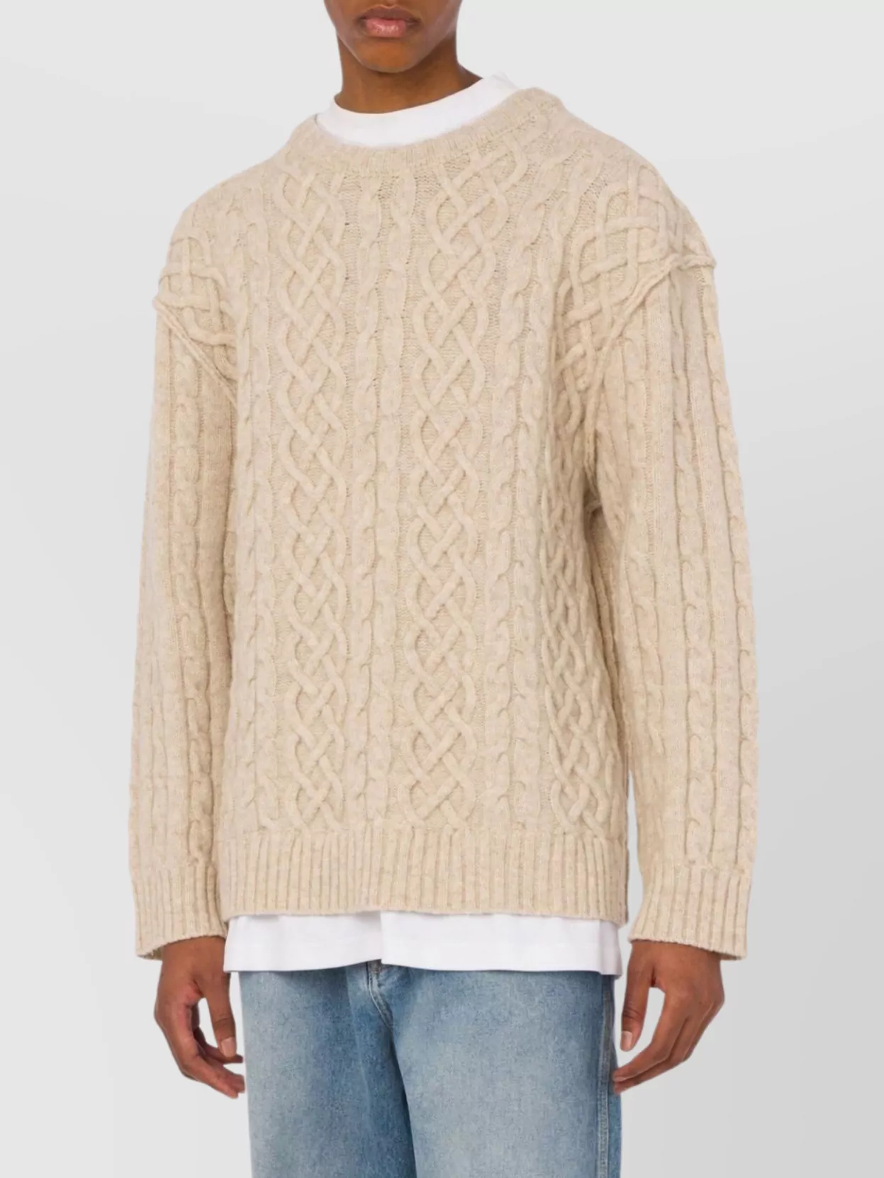 Moschino Crewneck Cable Knit Sweater