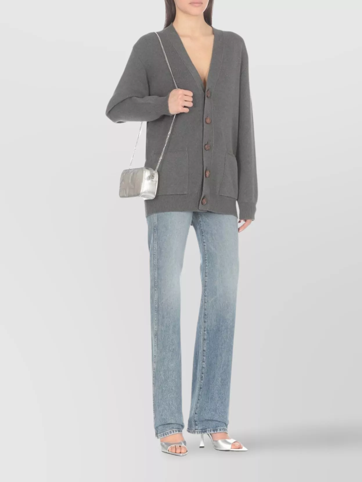 Golden Goose Women's Knit Cardigan Long Sleeves In Gray