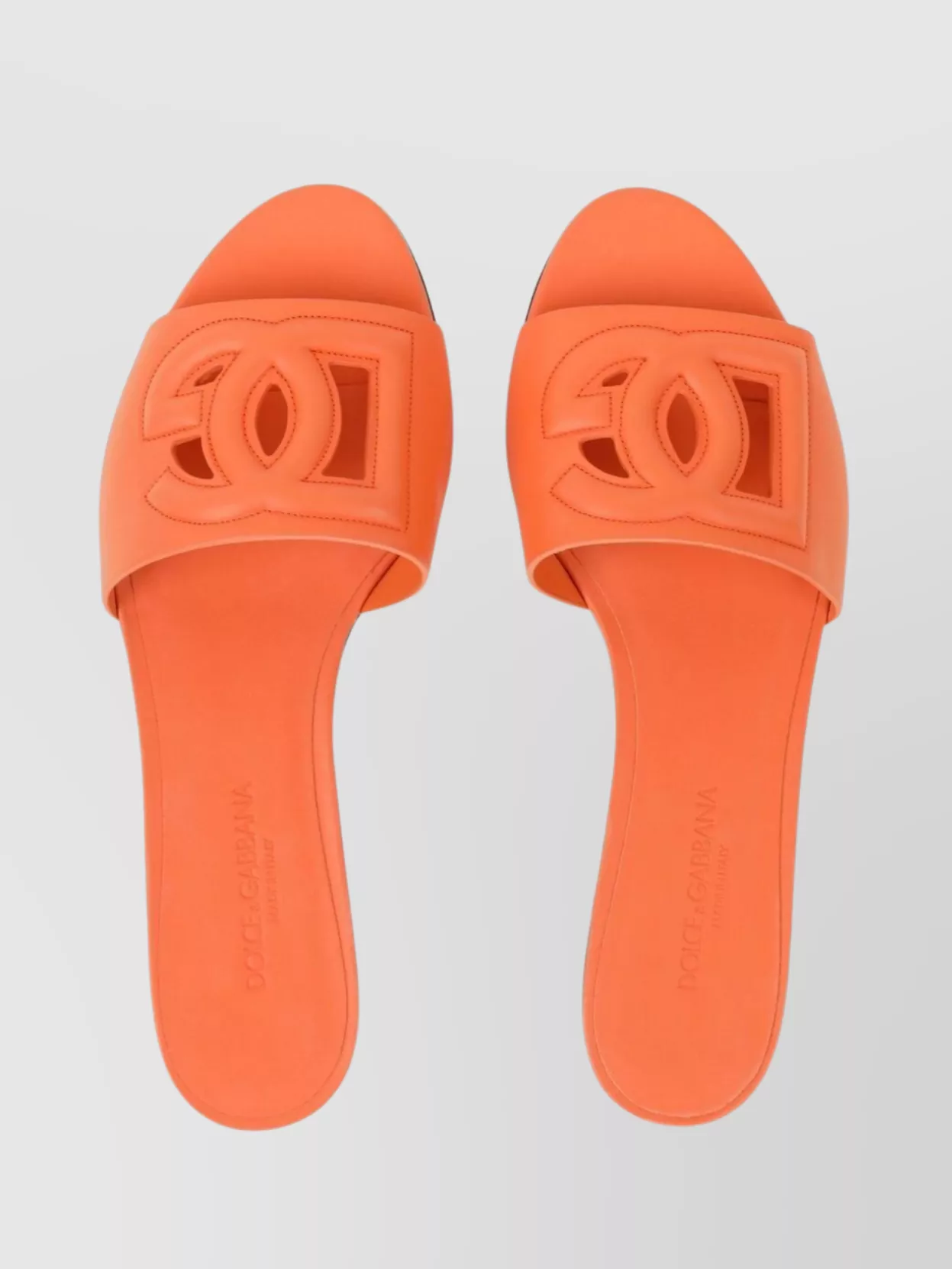 Dolce&Gabbana Logo Leather Flat Sandals With Almond Toe