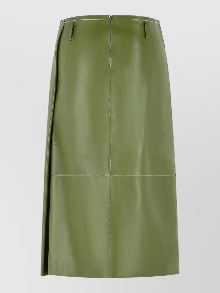 Marni leather asymmetric pocket midi straight skirt