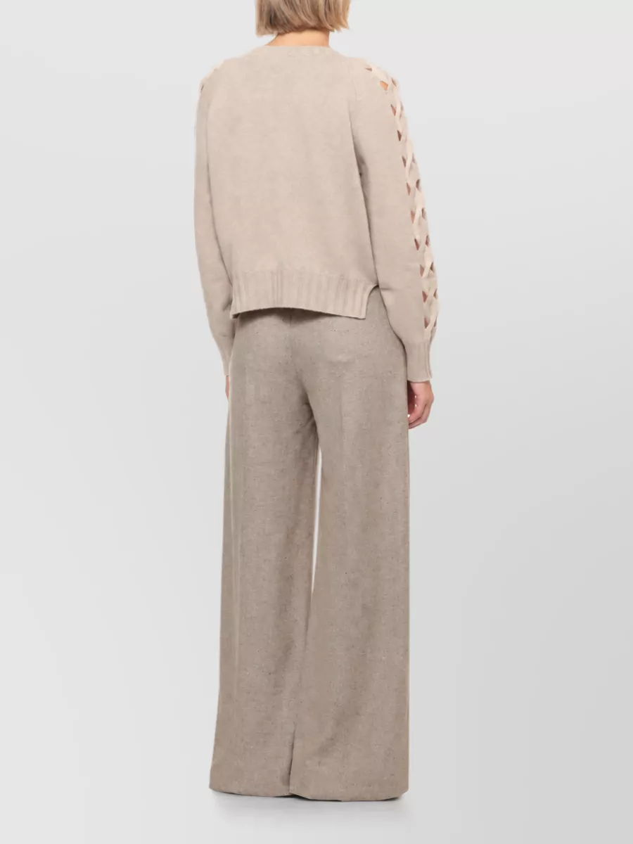 D.exterior Wool Cashmere High Neck Long Sleeve Cutout Sweater