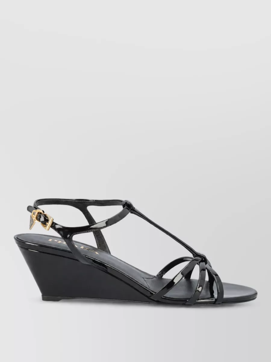 Prada Leather Wedge Heel Mules