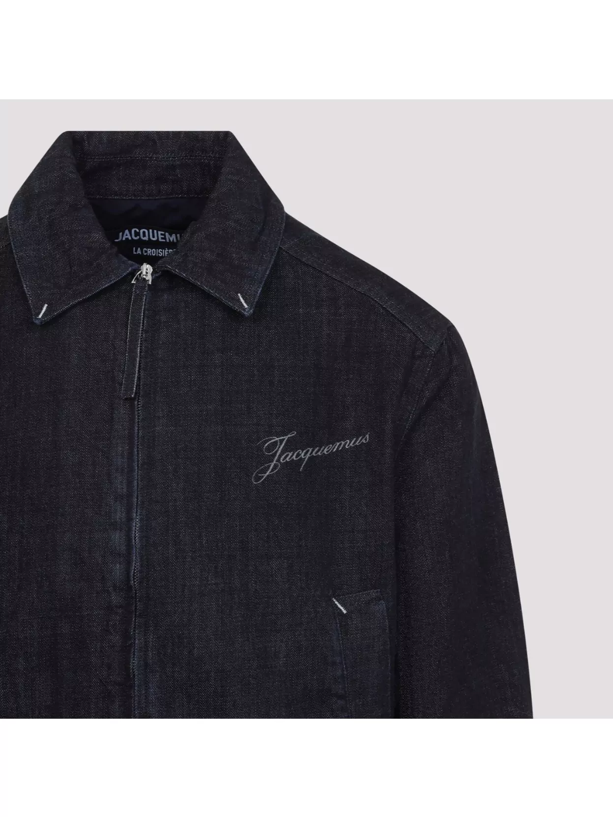 Jacquemus La Veste De-nimes Canevas Blue Jacket With Classic Collar And Logo Lettering On The Front In Denim M