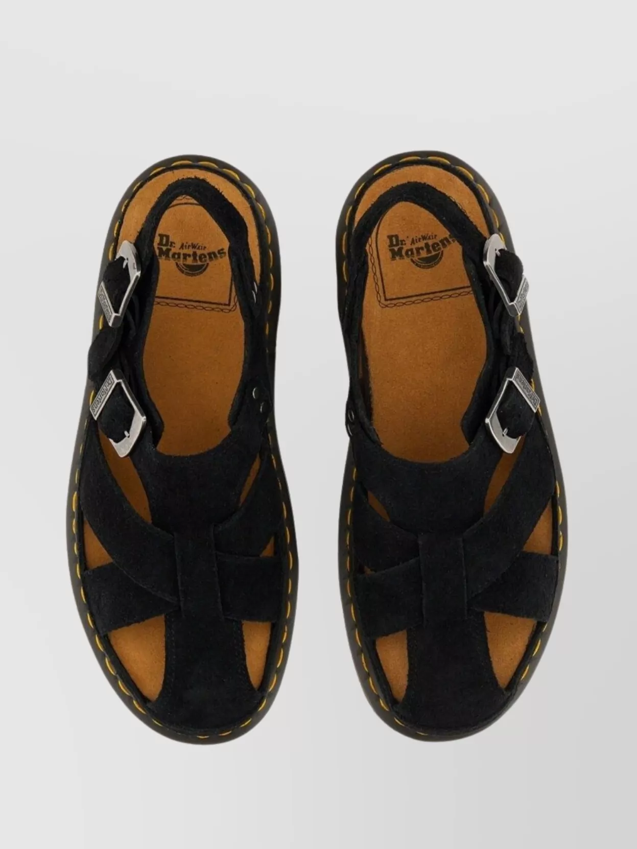 Dr. Martens' Dr. Martens Cross-strap Black Suede Sandals In Black