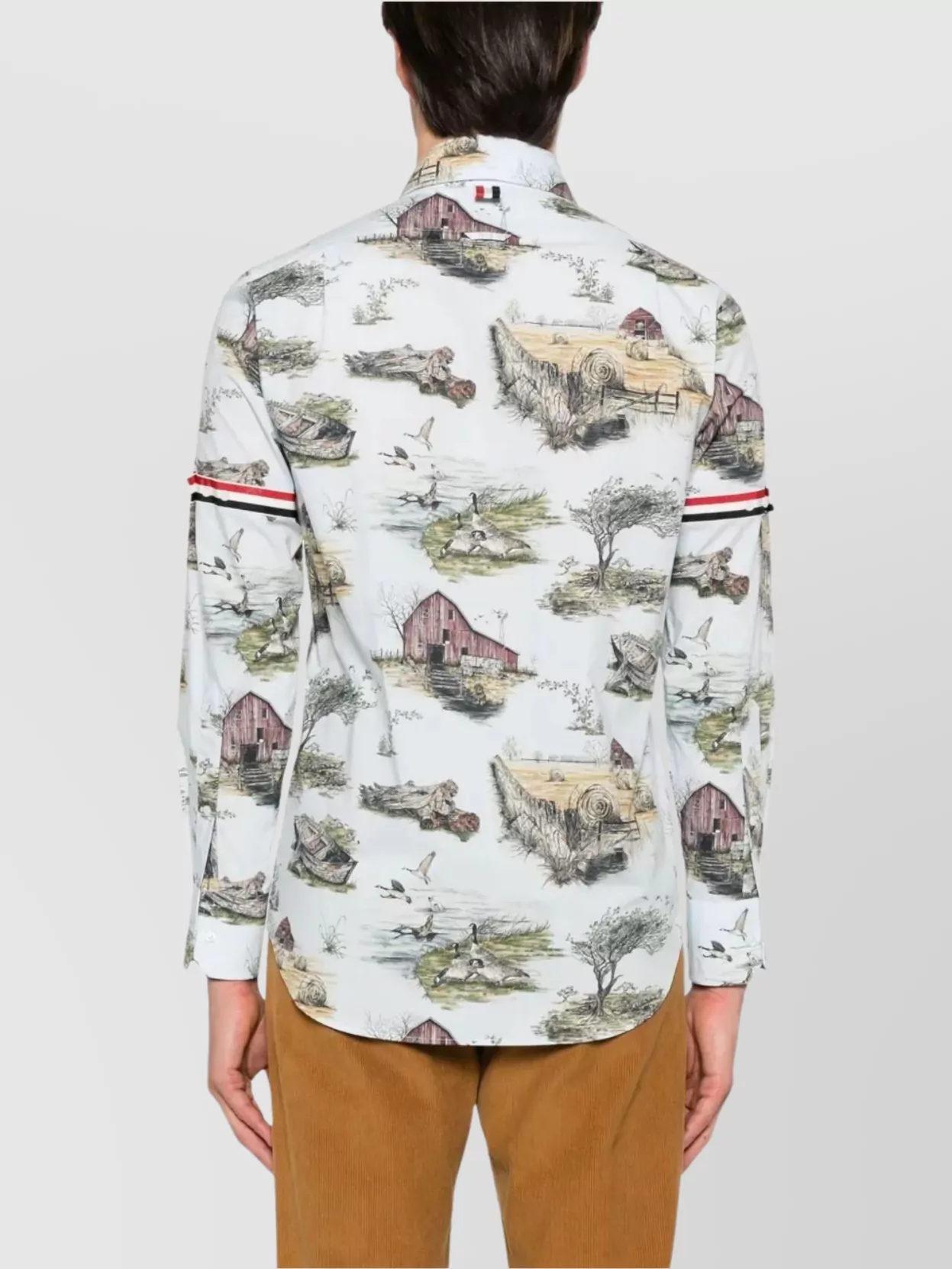 Thom Browne Straight Fit Button-Down Shirt With Printed Design
