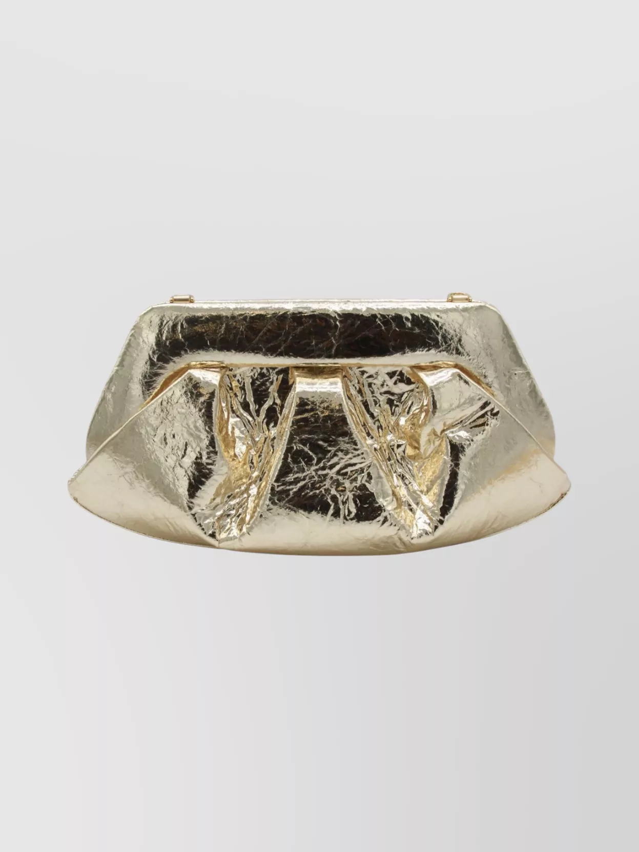 Themoirè Metallic Clutch Bag Shoulder Strap In Gold