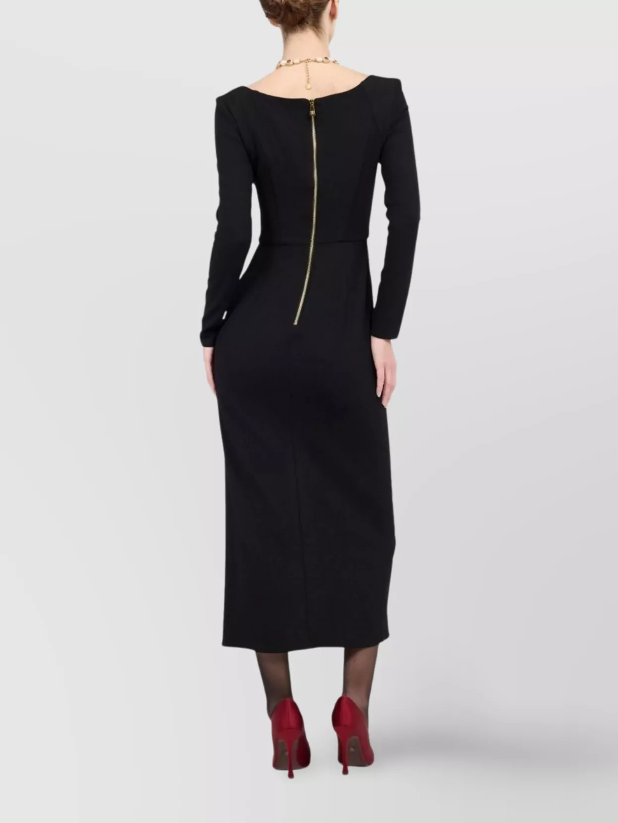 Roberto Cavalli Midi Dress With Long Sleeves And Side Slit