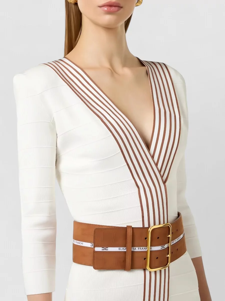 Elisabetta Franchi Ribbed Striped Knit Mini Dress
