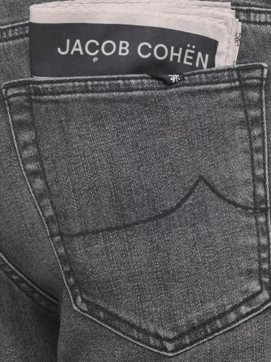 Jacob Cohen Straight Cotton Jeans Contrast Stitching Handkerchief