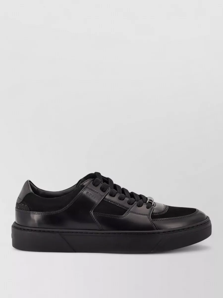 Boss Leather Low-Top Lace-Up Sneakers
