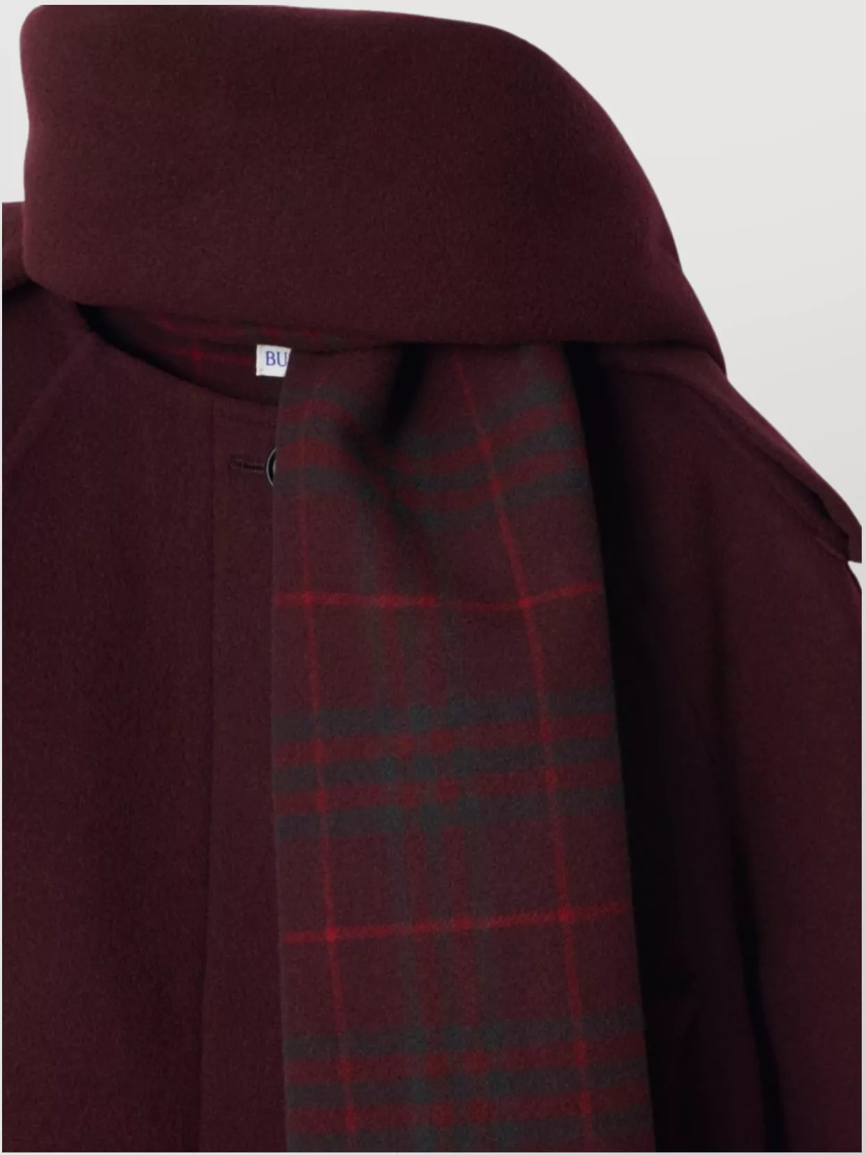 Burberry Hooded Virgin Wool Jacket With Plaid Scarf In Burgundy