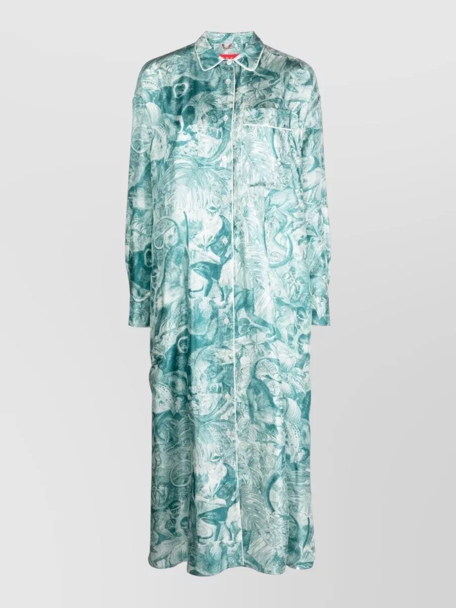 F.r.s For Restless Sleepers Silk printed maxi shirt dress
