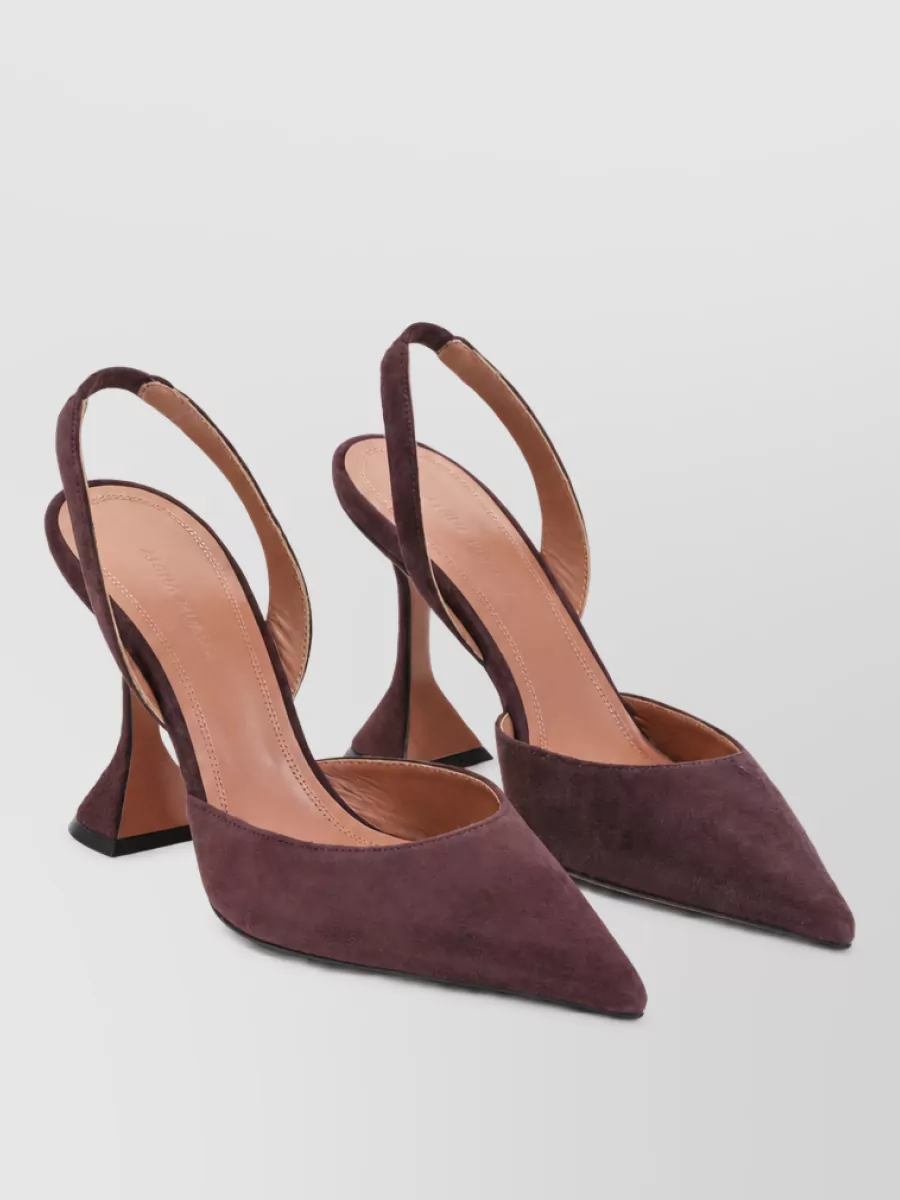 Amina Muaddi suede leather slingback pumps