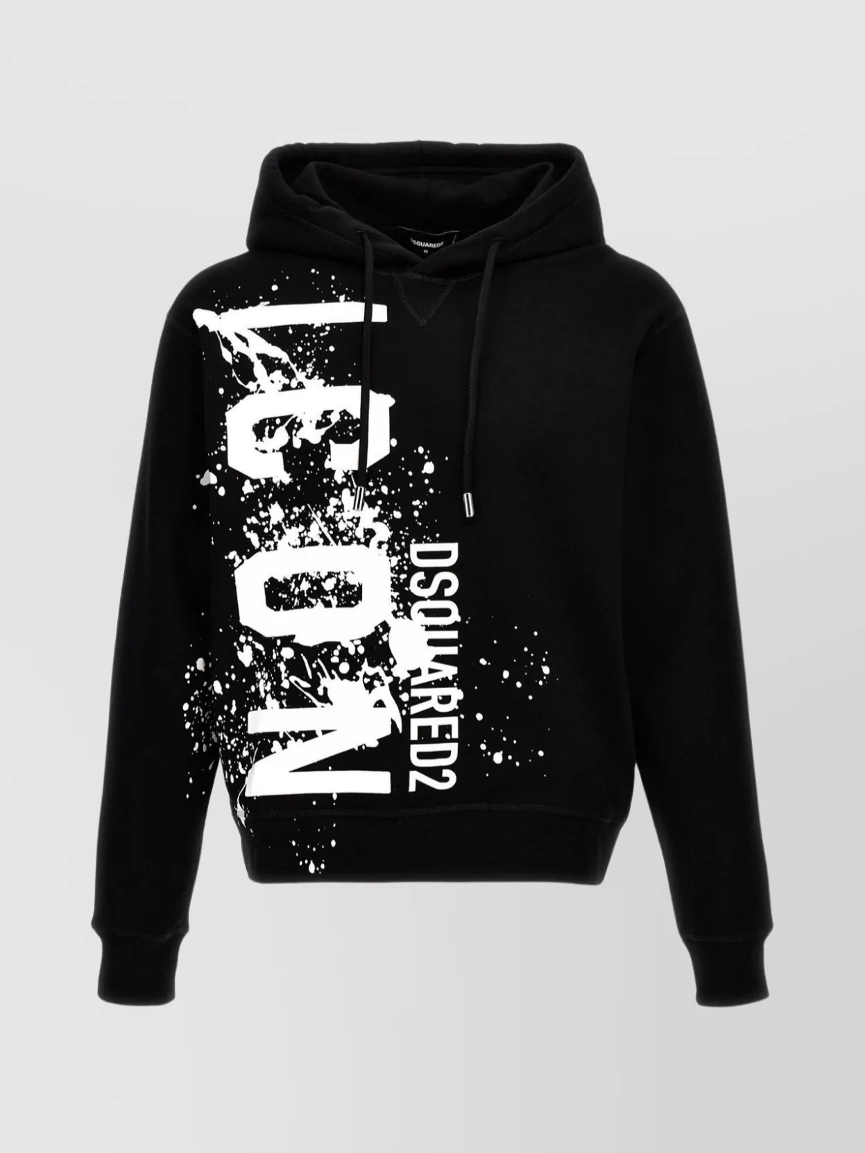 Dsquared2 'graphic Print Hooded Sweater With Ribbed Cuffs' In Black