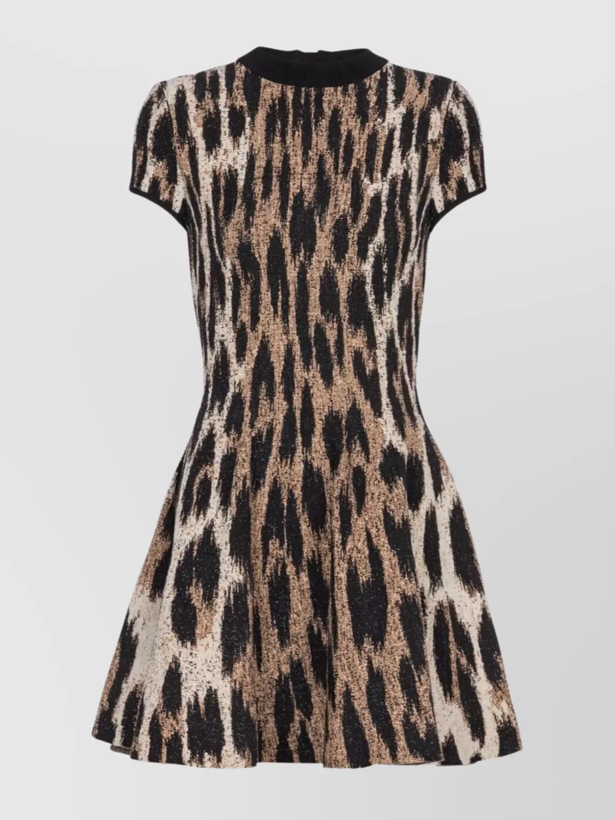 Balmain A-line Leopard Print Jacquard Dress In Animal Print
