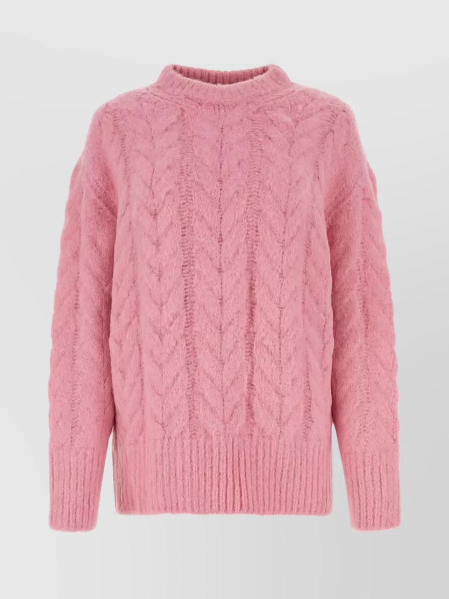 Shop Stella Mccartney Slit Sleeves Alpaca Blend Oversized Sweater In Pink