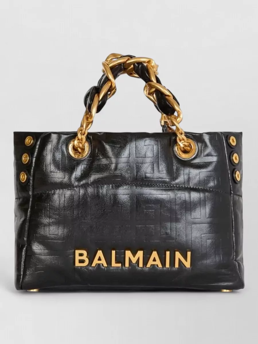 Balmain 1945 Small Leather Tote Bag