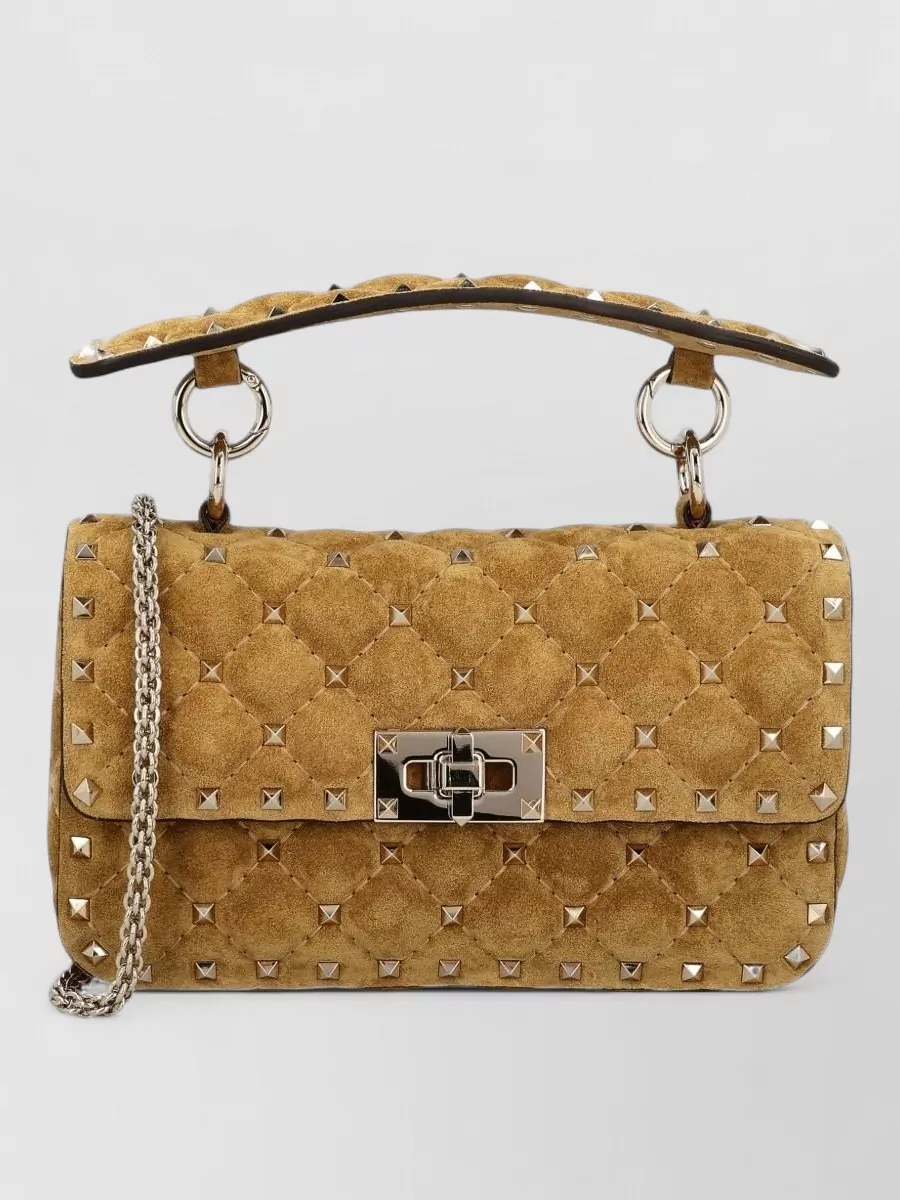 Valentino Garavani rockstud spike small suede leather clutch bag