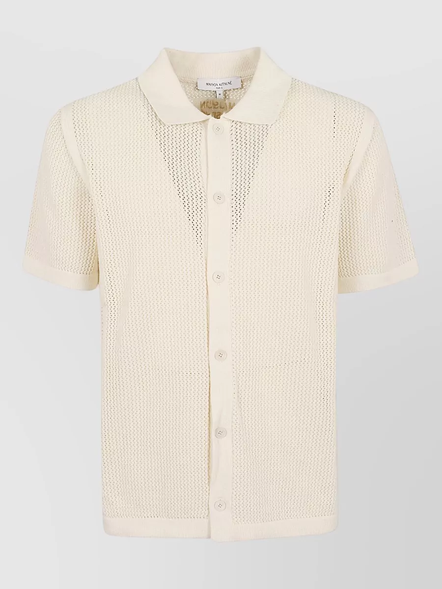 Maison Kitsuné open-knit short-sleeve cardigan