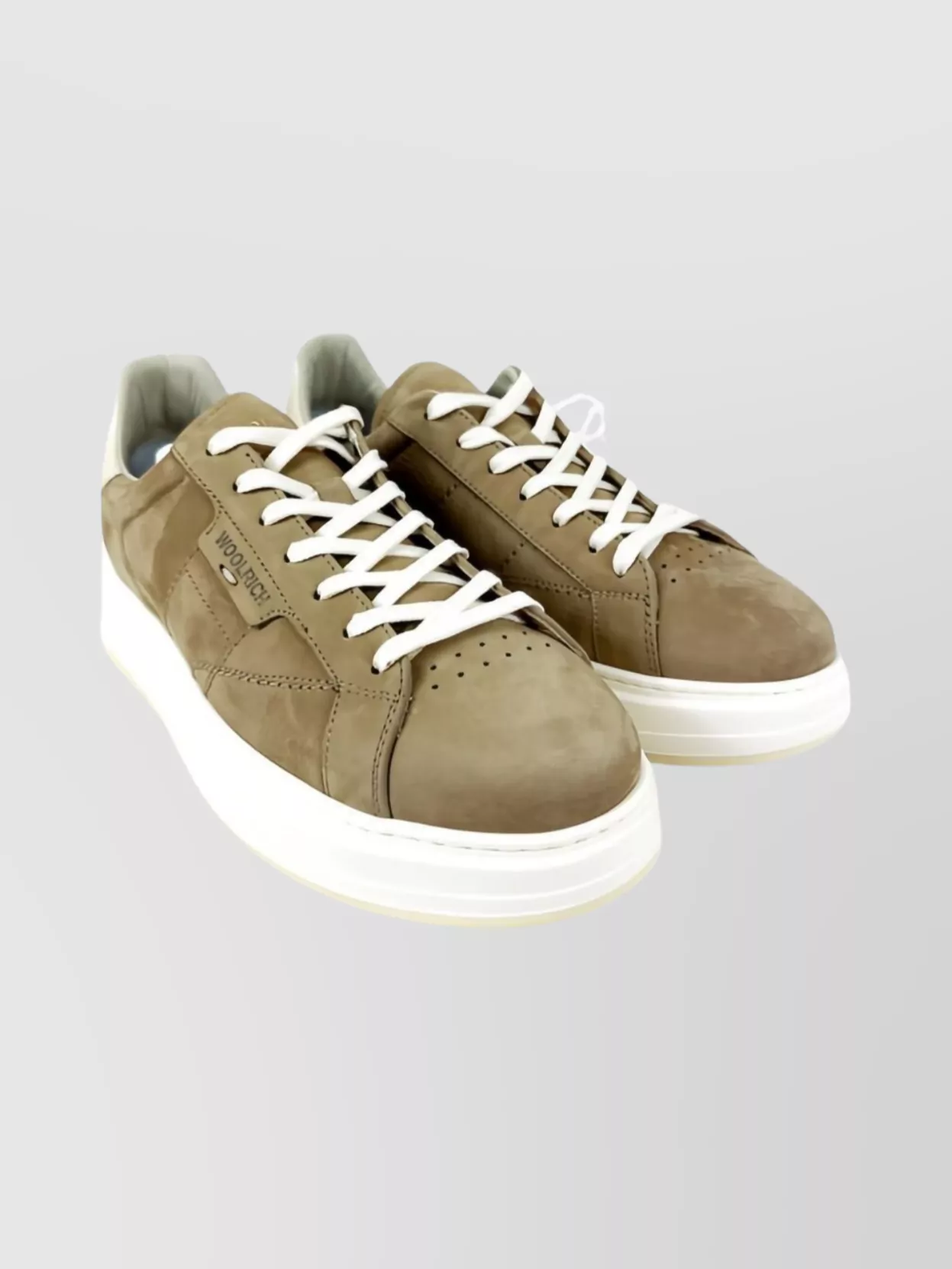 Woolrich Calf Leather Low-top Sneakers Platform In Green