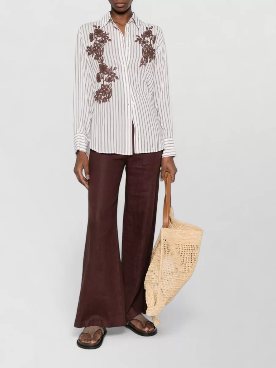 Ermanno Firenze Striped Embroidered Shirt