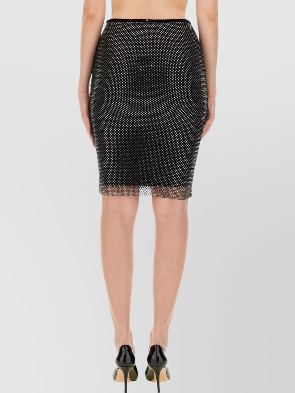 Sportmax Zinnia Knee-length Fitted Mesh Skirt In Black