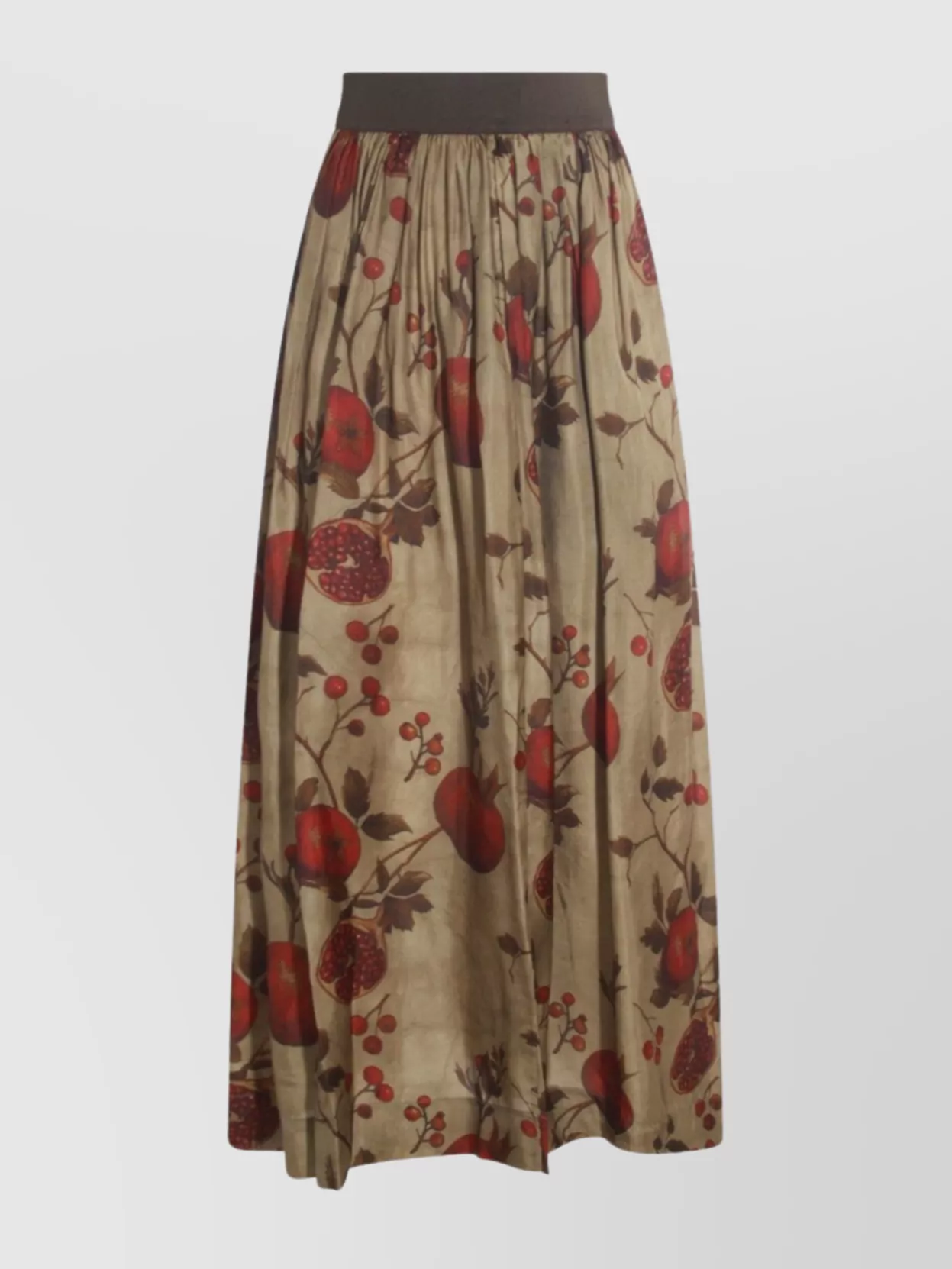 Uma Wang Elastic Waistband Floral Print Maxi Skirt In Brown
