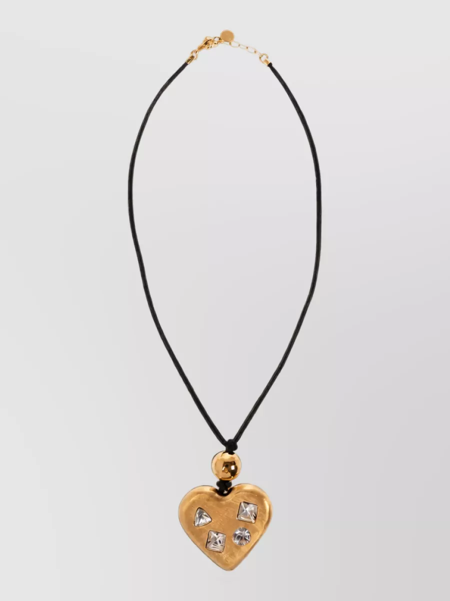 Jacquemus Crystal-Embellished Heart Pendant Necklace