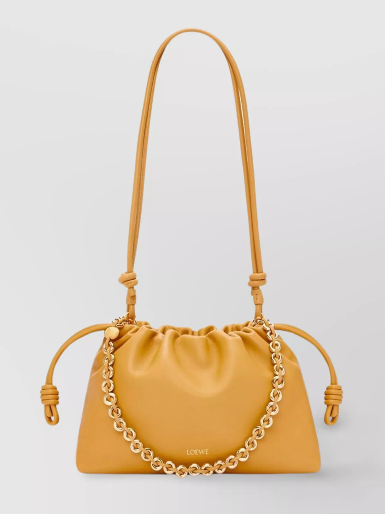 Shop Loewe Flamenco Purse With Chain Strap And Knotted Accents In Orange